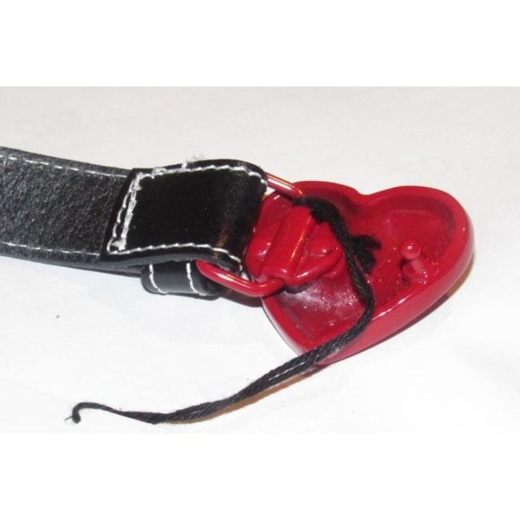 Moschino Black Leather Red Heart Buckle Belt main image 10